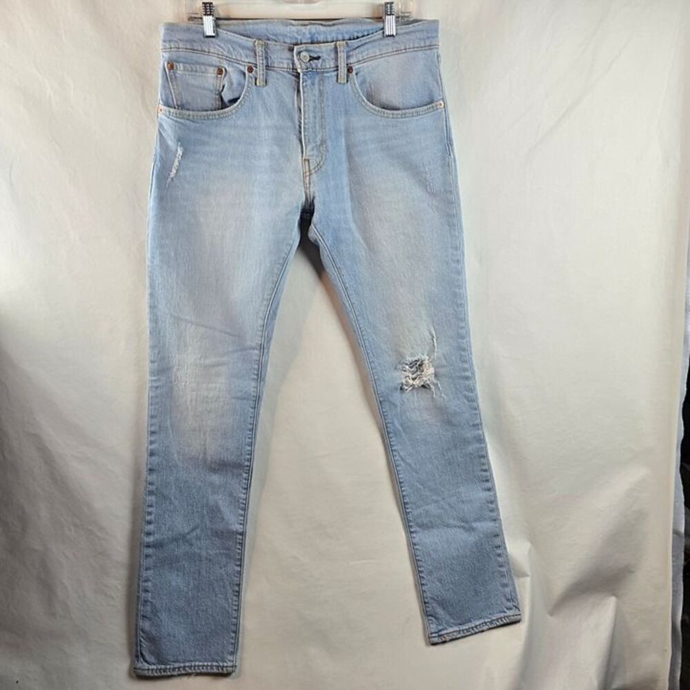 Levi’s 65504 Jeans Men 34x34 Light Skinny Straight Denim Distressed Stretch